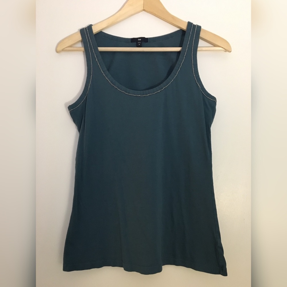 Gap Medium Blue Tank with Silver Bead Detail